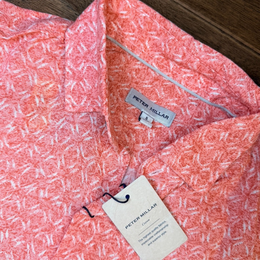 Peter Millar Clay Rose Sandblast Linen Short Sleeve Button Up Men S Sport Shirt